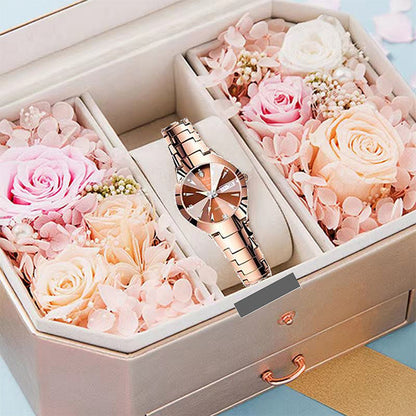 ⌚ LIMITED-TIME 50% OFF! Women’s Elegant Stainless Steel Bracelet Watch, Waterproof Crystal Dial Calendar Quartz Wrist Watch