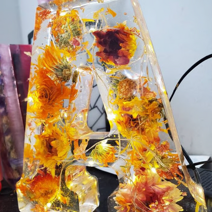 LED Floral Resin Letter Night Light