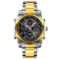Bold 48mm Men's Analog-Digital Watch – Stainless Steel Strap