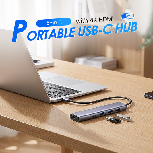 ⏳Limited-time 55% off⏰Portable 5-in-1 USB-C Hub with 4K HDMI Output📱➡️📺