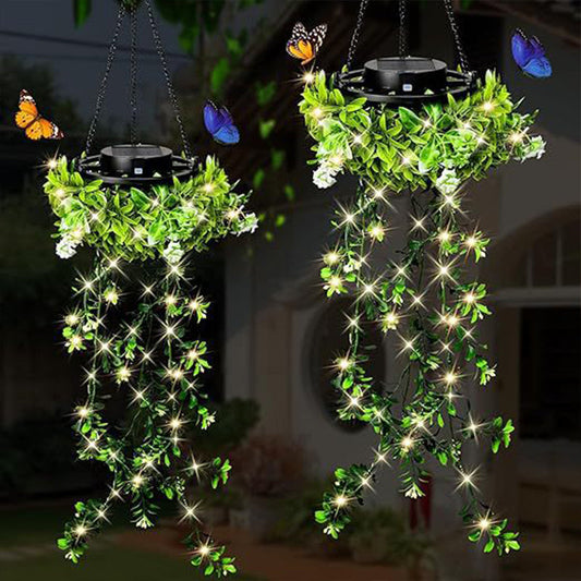 🌿40% OFF!🪴Solar Hanging Grass Light – Realistic Foliage, Warm White, IP65 ✨