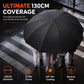 Stay Bone-Dry Instantly! 130cm 12-Rib Windproof Family Umbrella